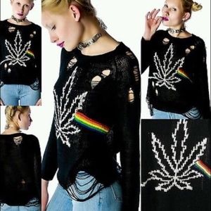 Unif Black Distressed Pink Floyd Sweater